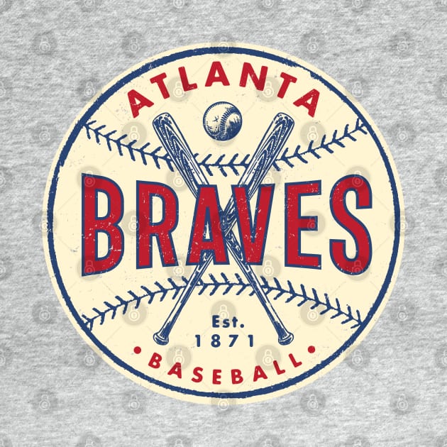 Atlanta Braves Bats & Ball by Buck Tee Original by Buck Tee